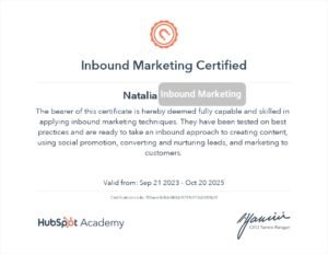 Inbound marketing Hubspot certification